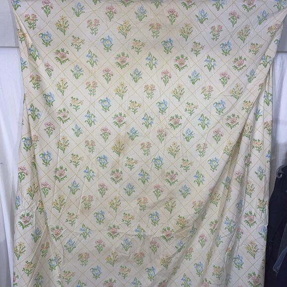 Vintage J.C.Penny Cross Stitch Floral Print Fitted sheet pillowcase, has stains - Picture 1 of 9